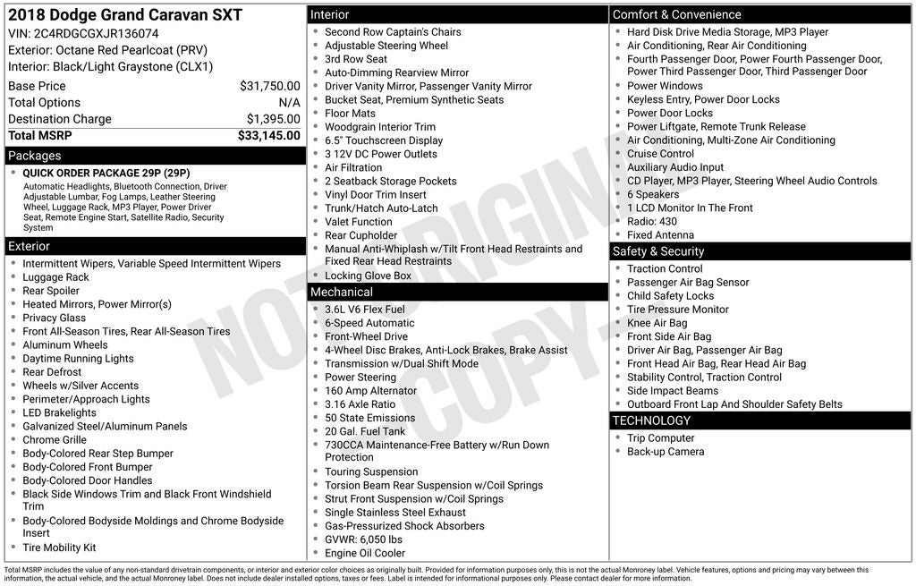 2018 Dodge Grand Caravan SXT