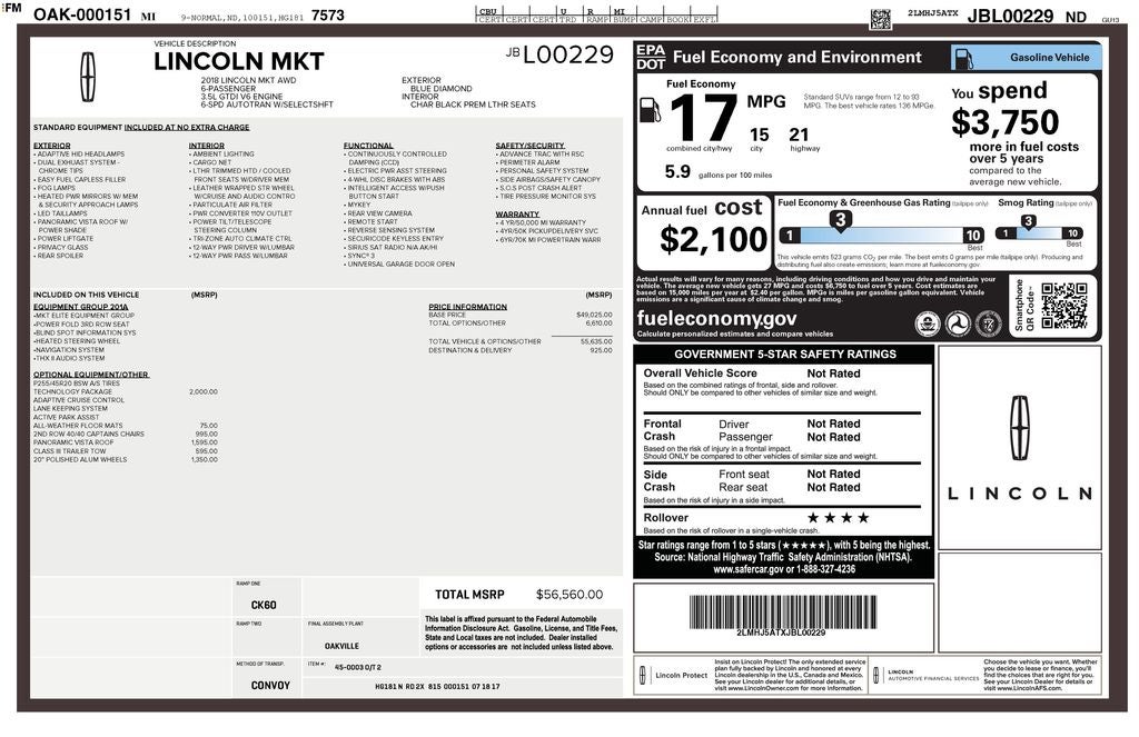 2018 Lincoln MKT Reserve