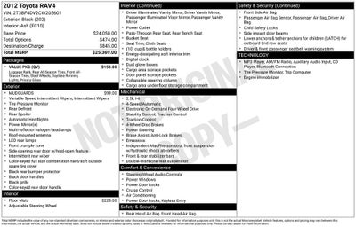 2012 Toyota RAV4 4WD 4dr I4 (Natl)