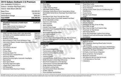 2015 Subaru Outback 2.5i Premium