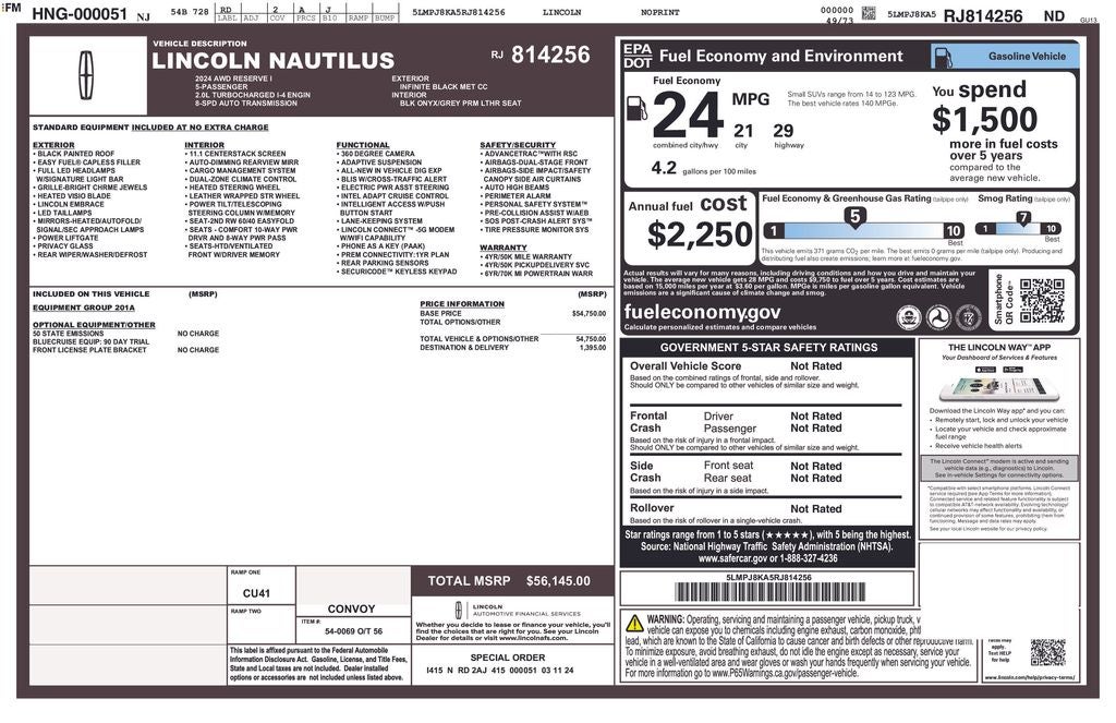 2024 Lincoln Nautilus Reserve