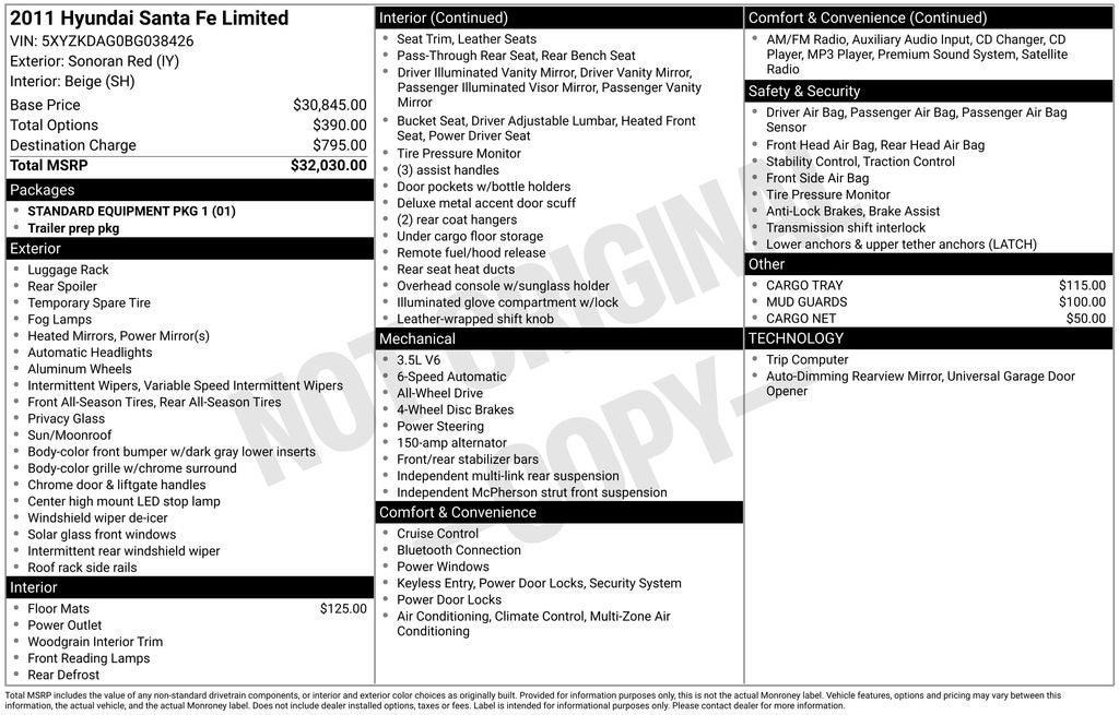 2011 Hyundai Santa Fe Limited