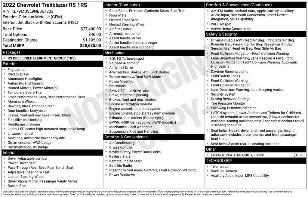 2022 Chevrolet TrailBlazer RS