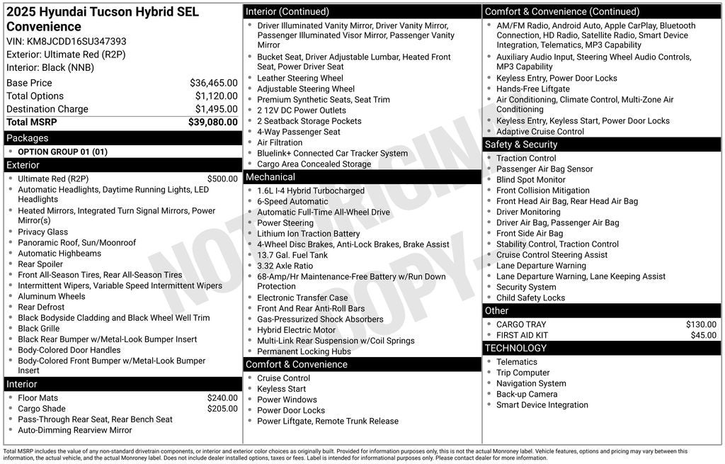 2025 Hyundai Tucson Hybrid SEL Convenience